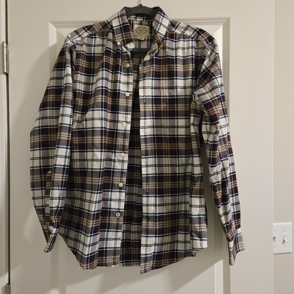 St. John's Bay Men's Plaid Button-Down Shirt - White, Blue, Brown